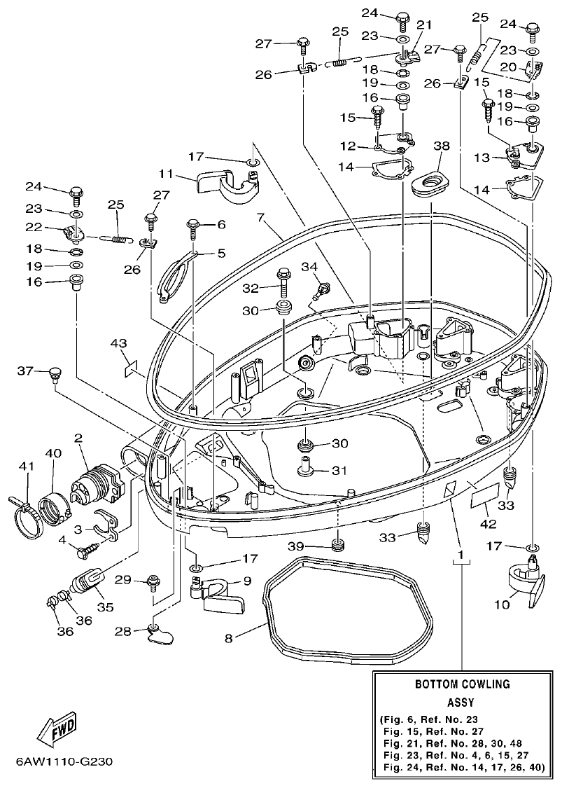 Yamaha F350TR, LF350TR BOTTOM COWLING 1 parts diagram