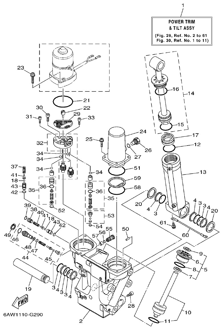 Yamaha F350TR, LF350TR POWER TRIM & TILT ASSY 1 parts diagram