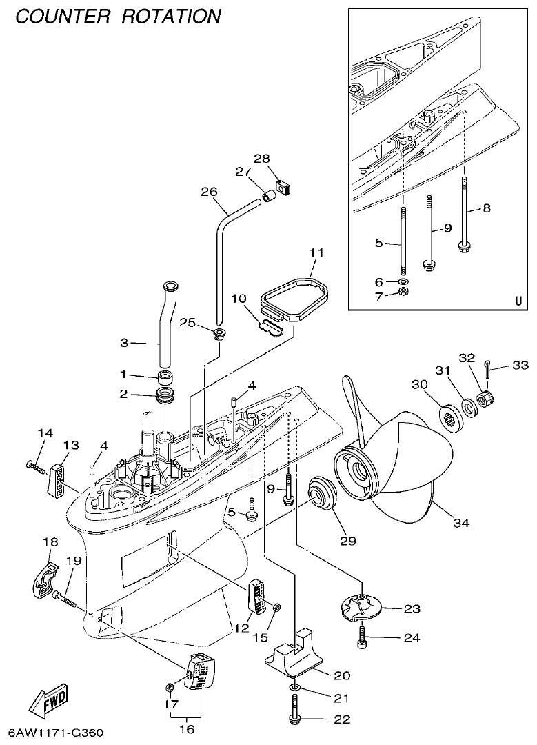 Yamaha F350TR, LF350TR LOWER CASING & DRIVE 4 parts diagram