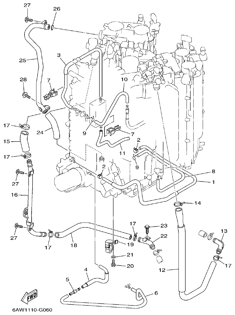 Yamaha F350TR, LF350TR CYLINDER & CRANKCASE 4 parts diagram