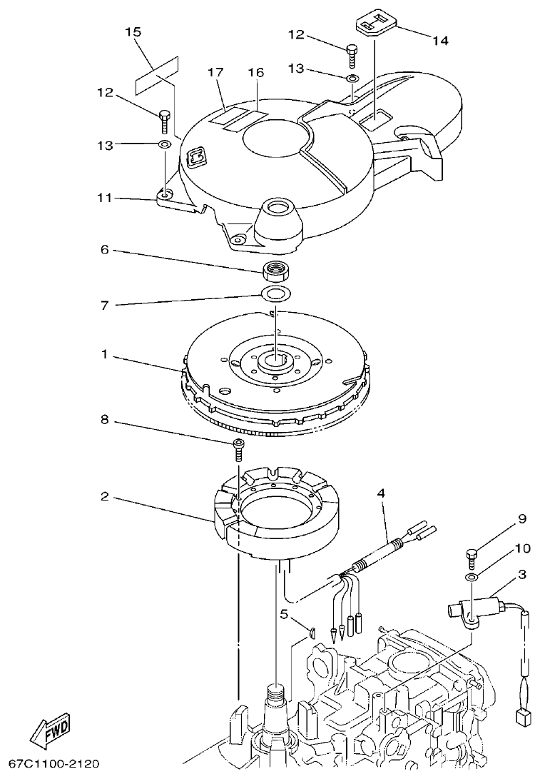 Yamaha F30A, F40B GENERATOR parts diagram