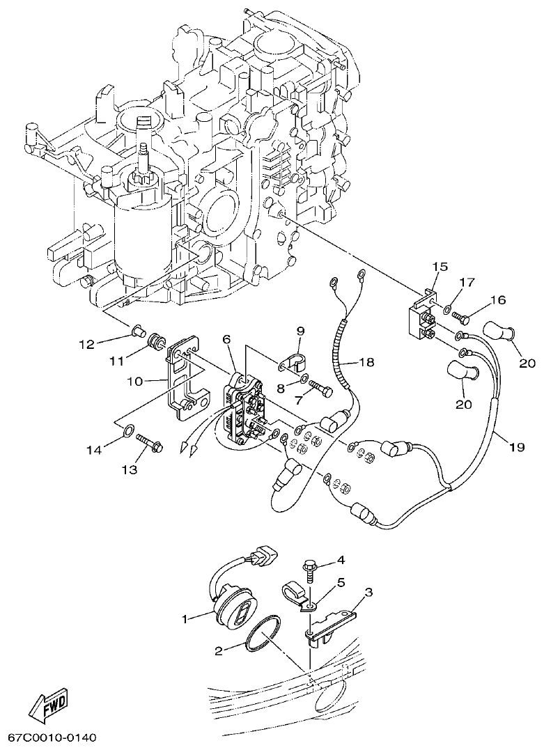 Yamaha F30A, F40B ELECTRICAL 3 parts diagram