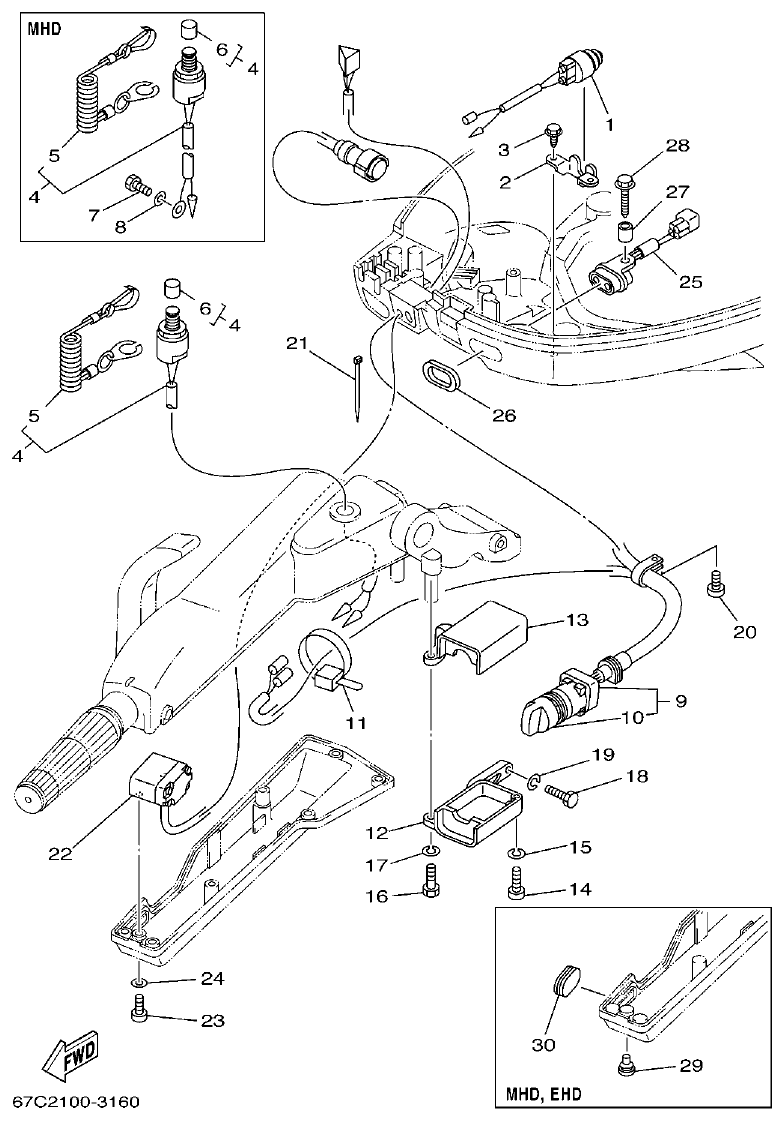 Yamaha F30A, F40B ELECTRICAL 4 parts diagram
