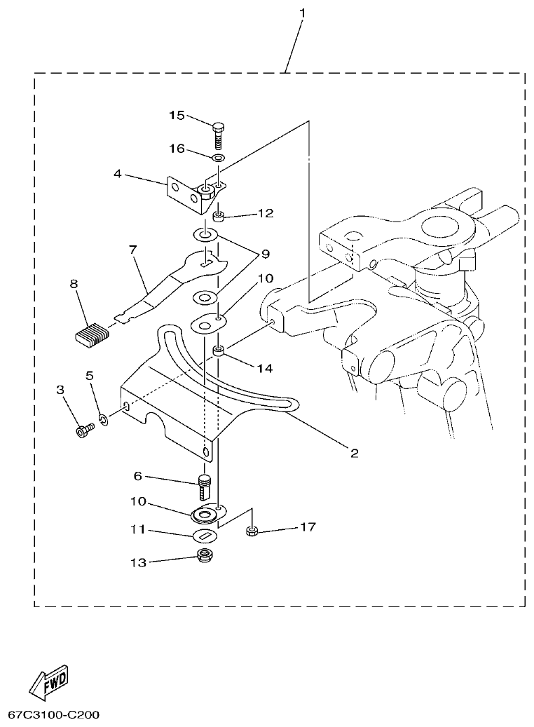 Yamaha F30A, F40B STEERING FRICTION parts diagram