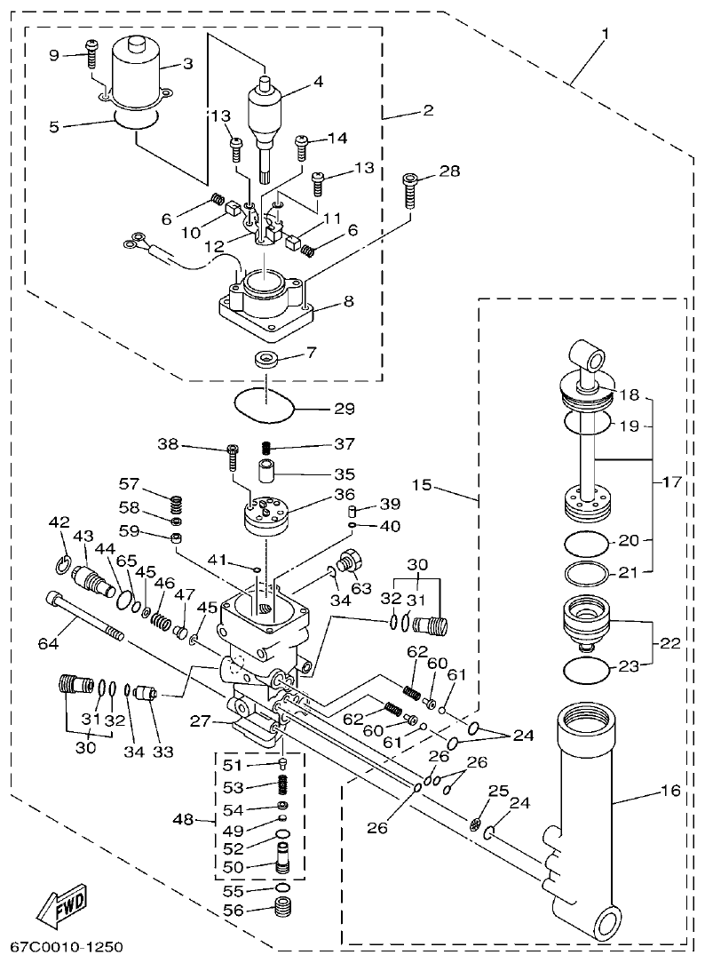Yamaha F30A, F40B POWER TRIM & TILT ASSY parts diagram