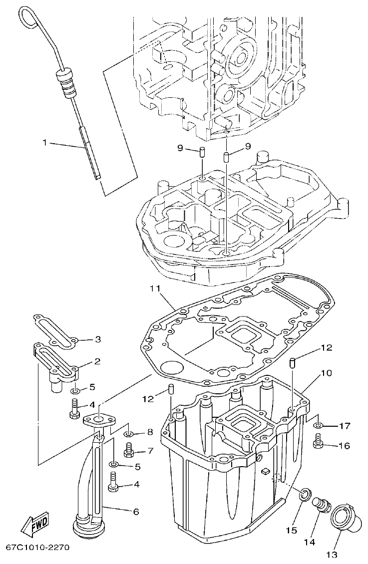 Yamaha F30A, F40B OIL PAN parts diagram