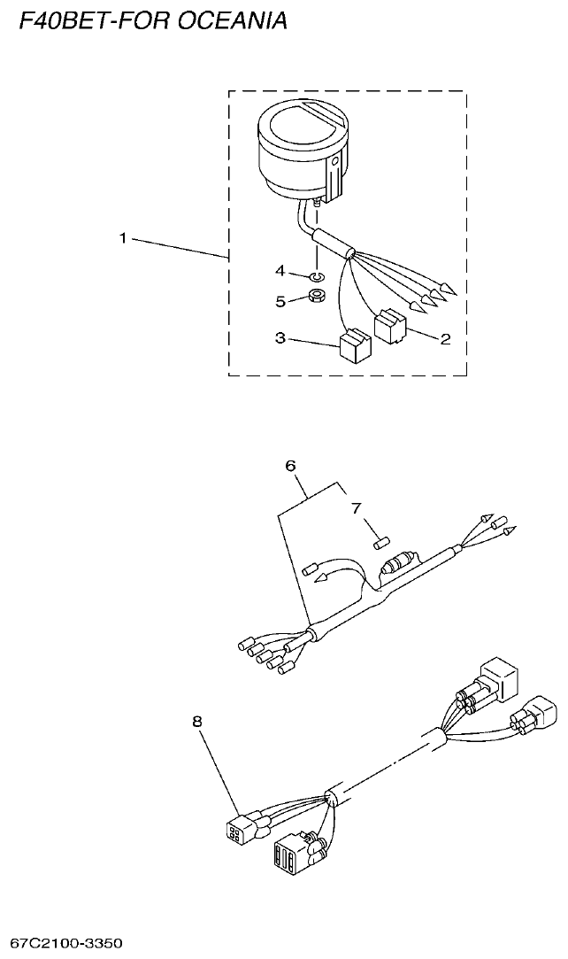 Yamaha F30A, F40B METER 2 parts diagram