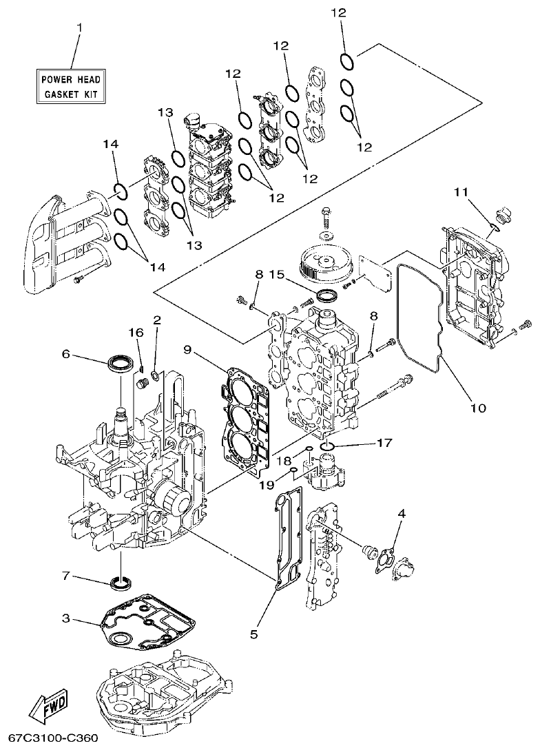 Yamaha F30A, F40B REPAIR KIT 1 parts diagram