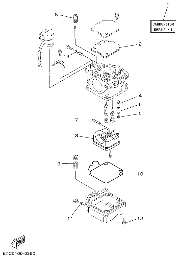 Yamaha F30A, F40B REPAIR KIT 2 parts diagram