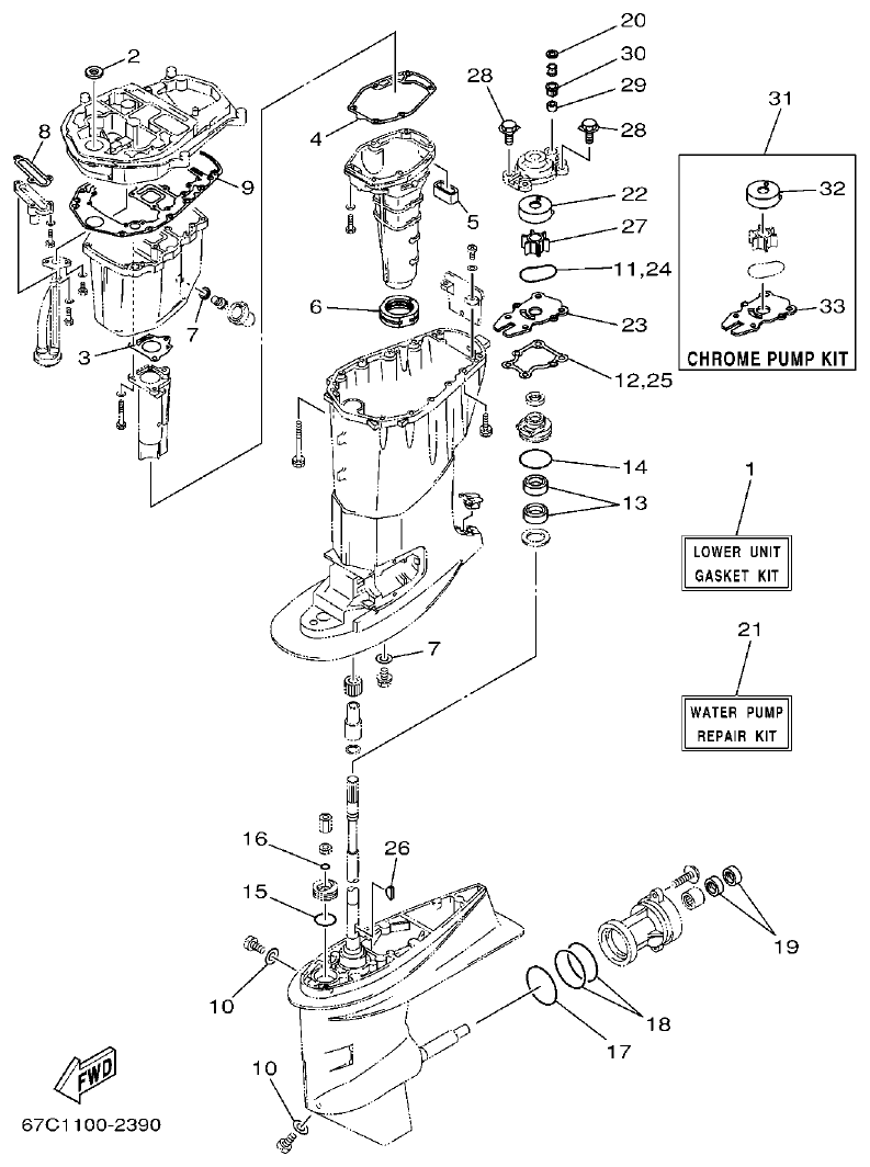 Yamaha F30A, F40B REPAIR KIT 3 parts diagram