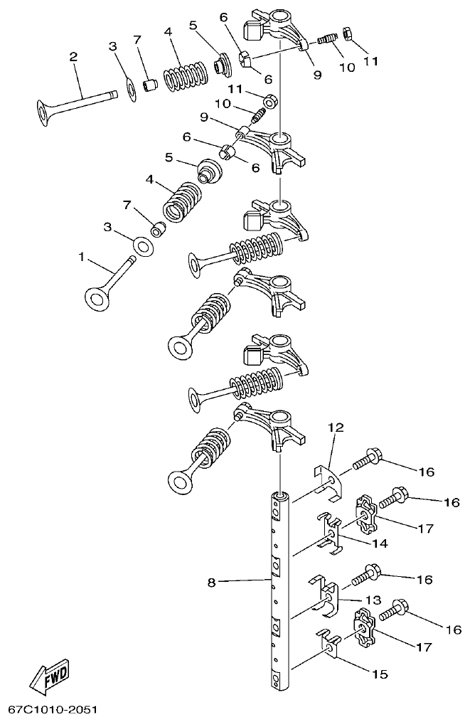 Yamaha F30A, F40B VALVE parts diagram