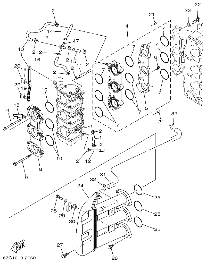 Yamaha F30A, F40B INTAKE parts diagram