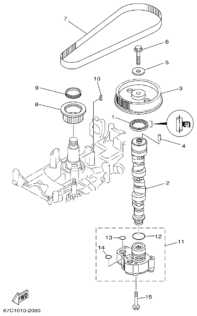 Yamaha F30A, F40B OIL PUMP parts diagram