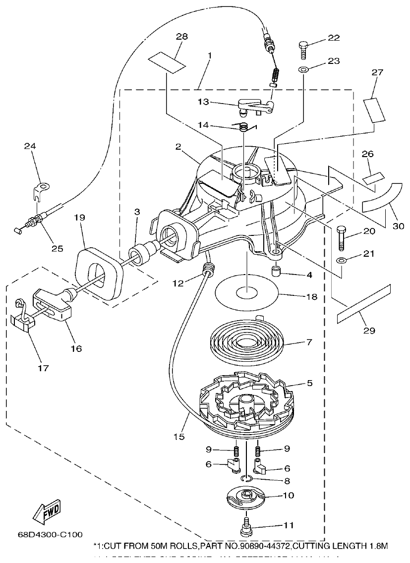 Yamaha F4AMH STARTER parts diagram