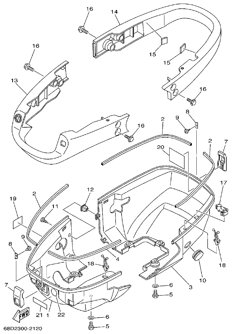 Yamaha F4AMH BOTTOM COWLING parts diagram