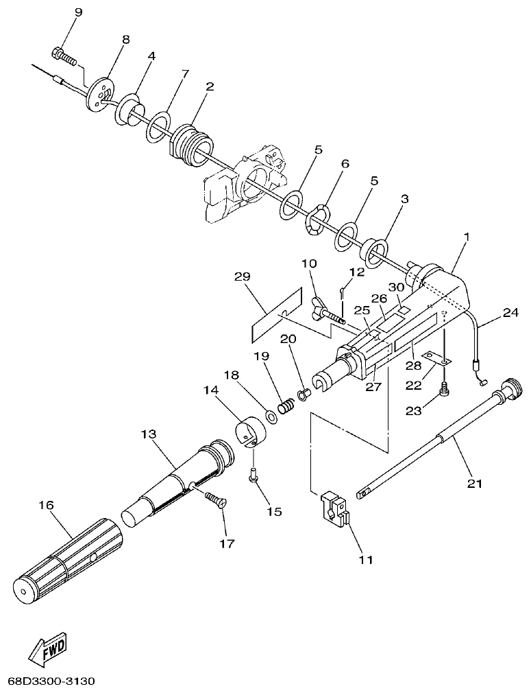 Yamaha F4AMH STEERING parts diagram