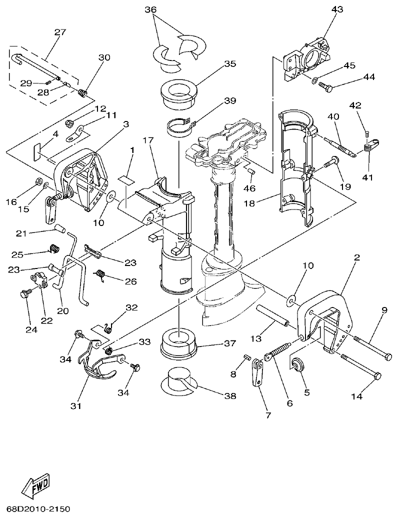 Yamaha F4AMH BRACKET parts diagram