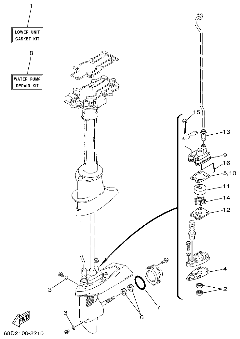 Yamaha F4AMH REPAIR KIT 2 parts diagram