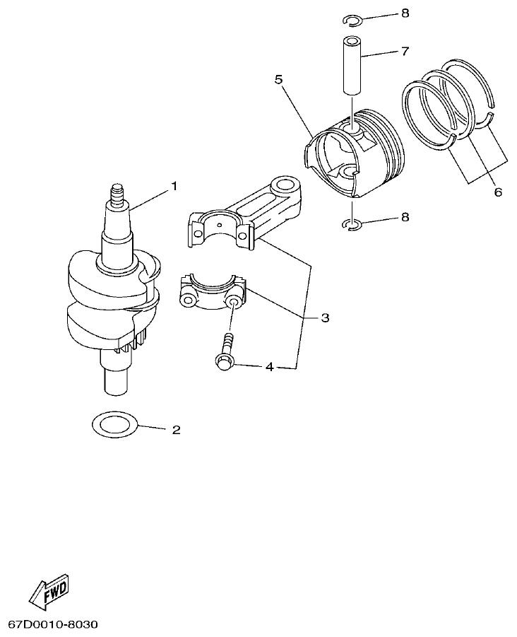 Yamaha F4AMH CRANKSHAFT & PISTON parts diagram
