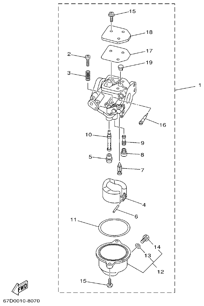 Yamaha F4AMH CARBURETOR parts diagram