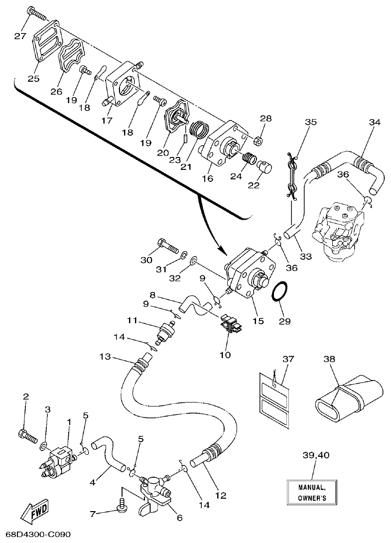 Yamaha F4AMH FUEL 2 parts diagram