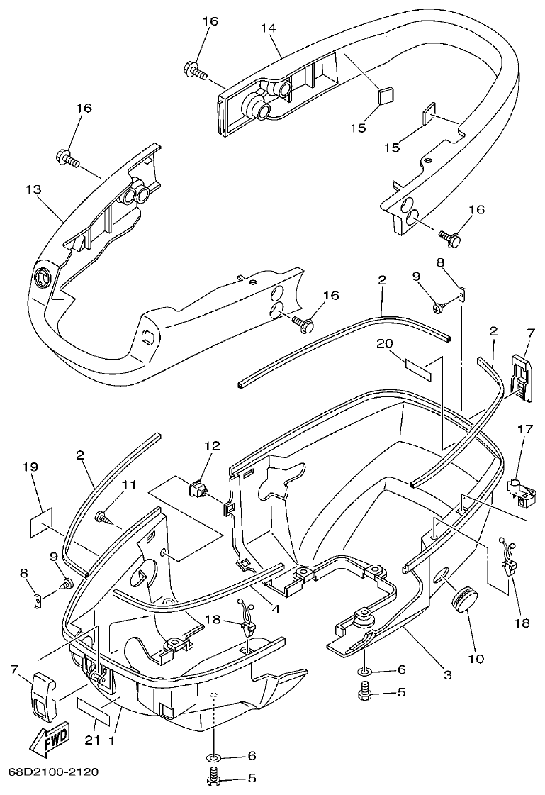 Yamaha F4AMH BOTTOM COWLING parts diagram