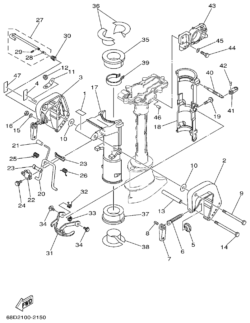 Yamaha F4AMH BRACKET parts diagram