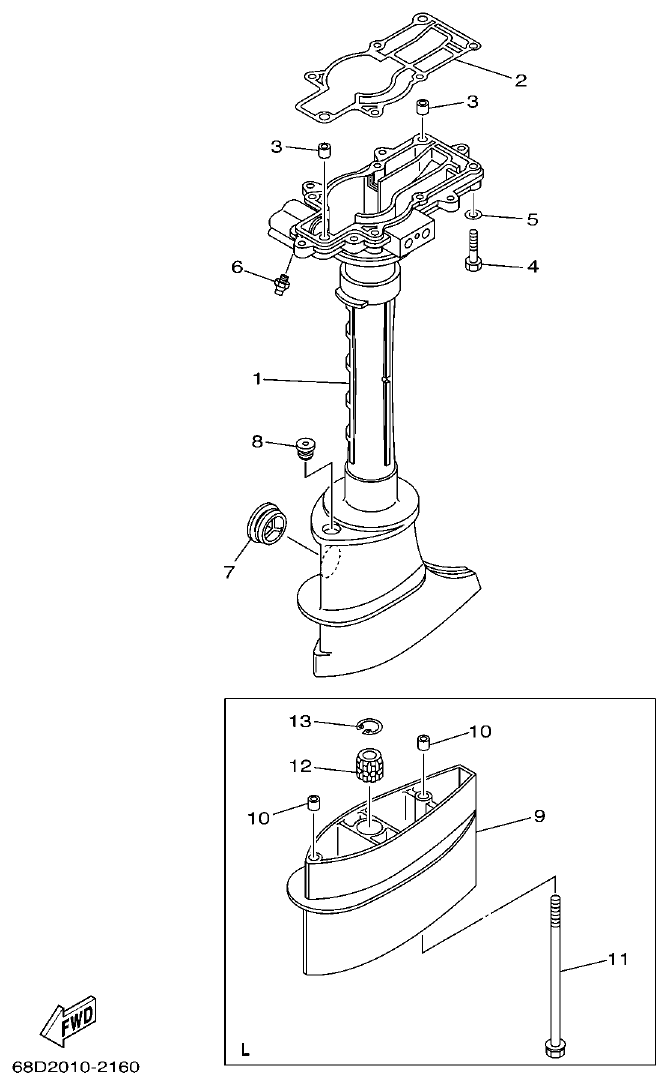 Yamaha F4AMH UPPER CASING parts diagram
