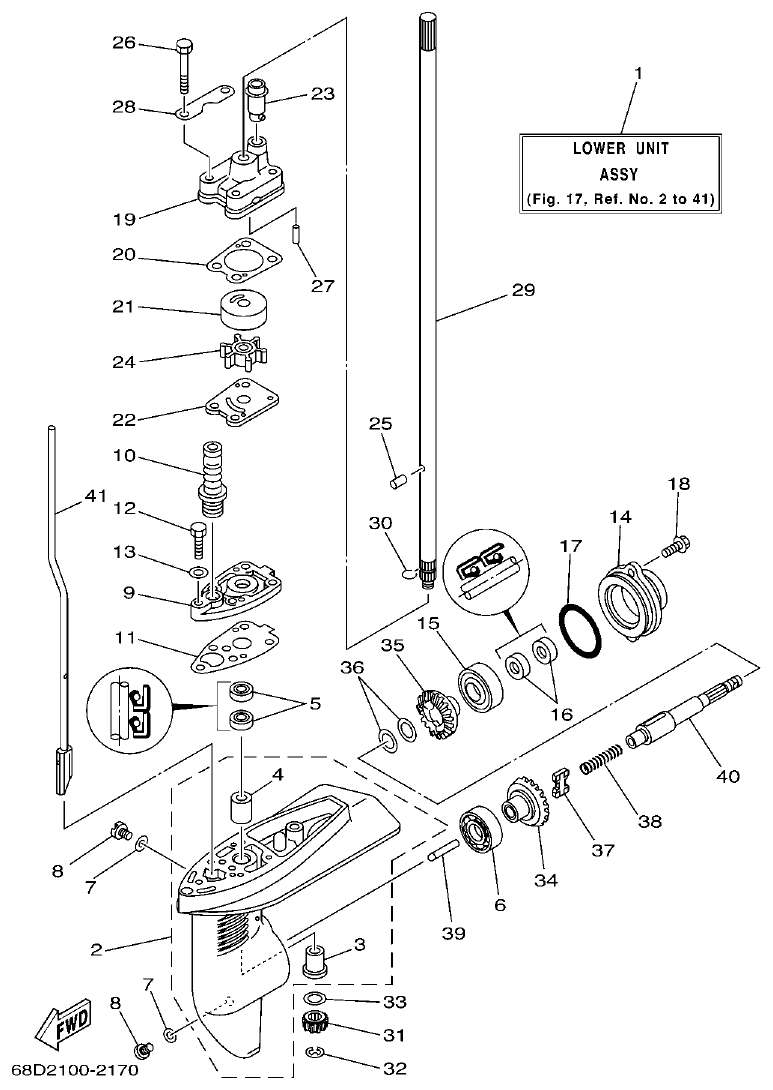 Yamaha F4AMH LOWER CASING. DRIVE 1 parts diagram