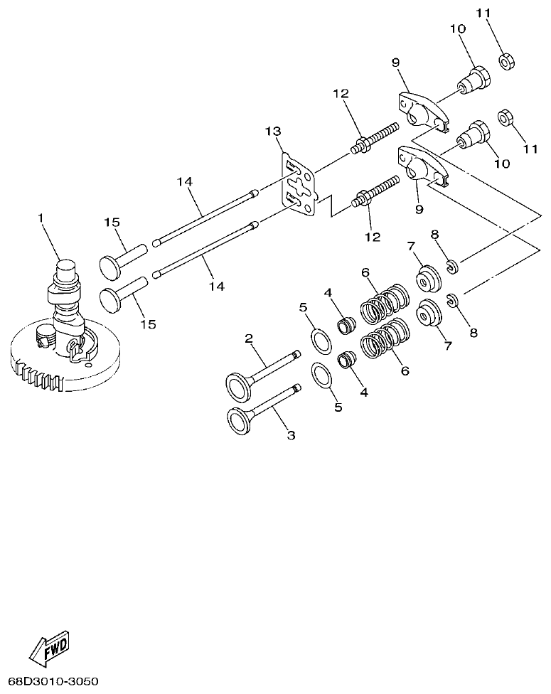 Yamaha F4AMH VALVE parts diagram