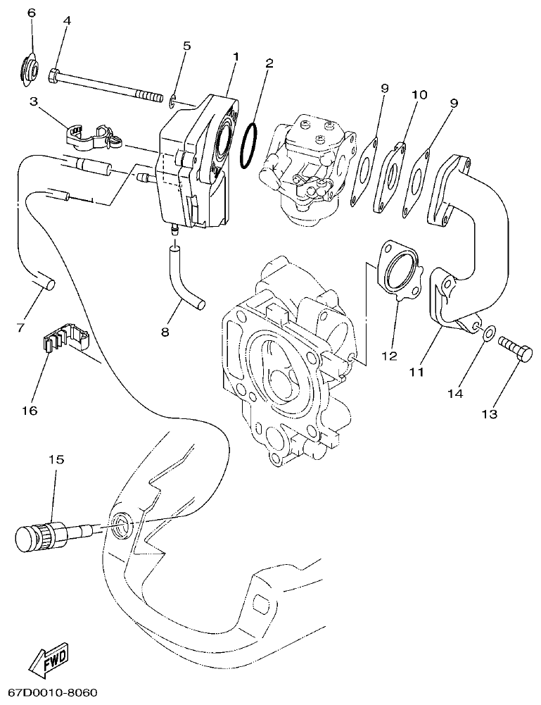 Yamaha F4AMH INTAKE parts diagram