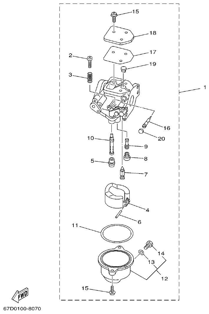 Yamaha F4AMH CARBURETOR parts diagram