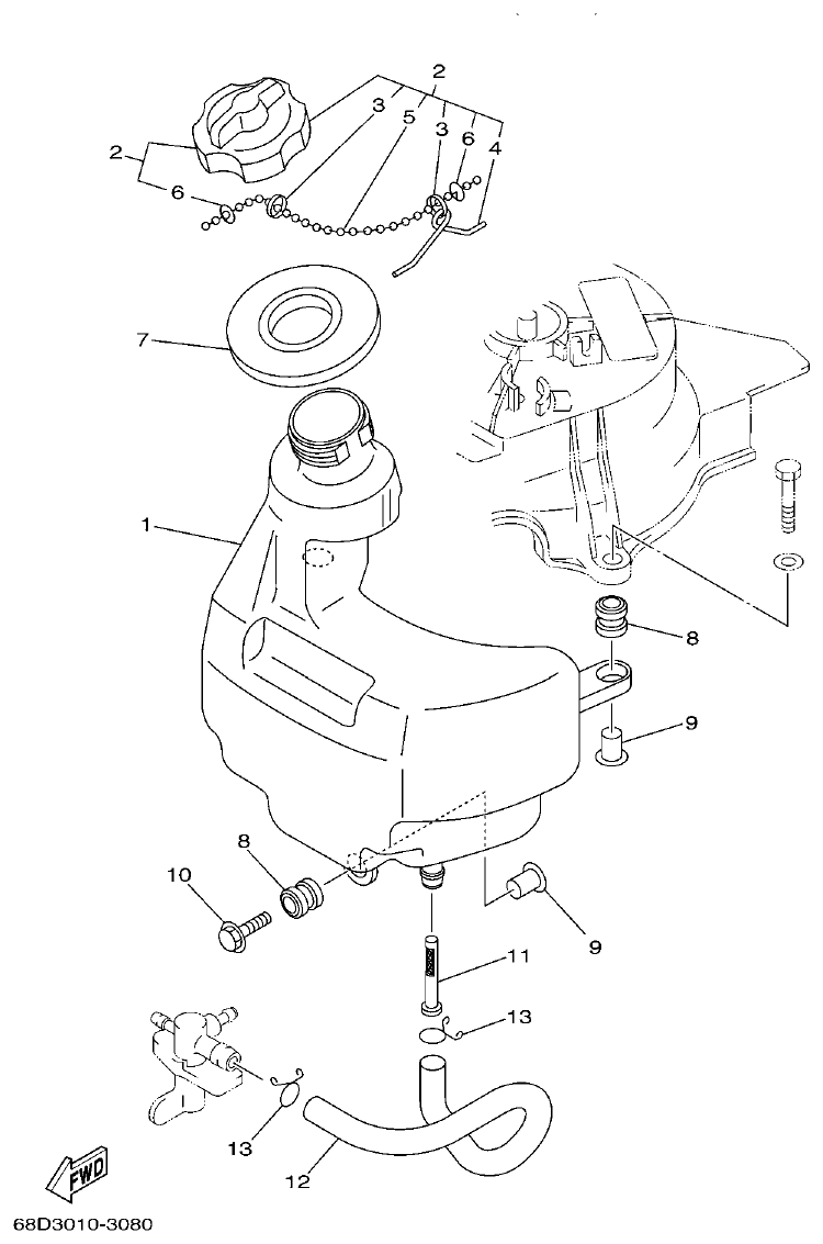 Yamaha F4AMH FUEL 1 parts diagram