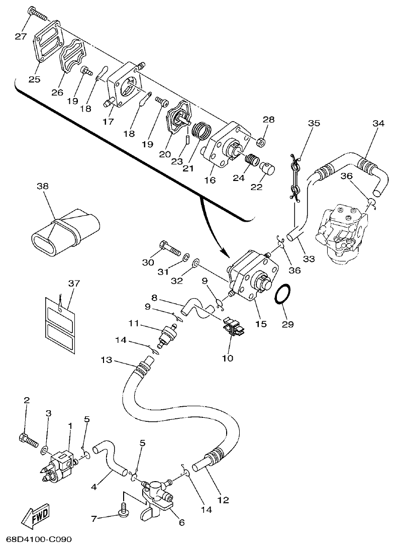 Yamaha F4AMH FUEL 2 parts diagram