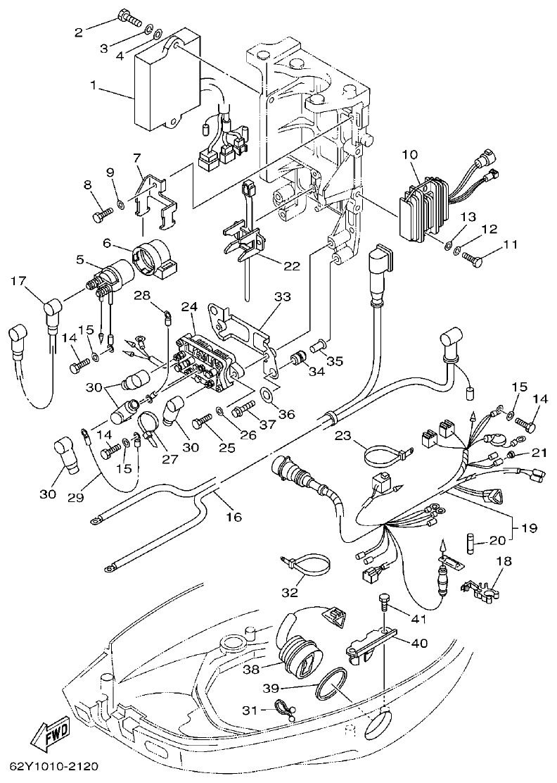 Yamaha F50A, FT50C, F50AED, F50AET, FT50CET ELECTRICAL 2 parts diagram