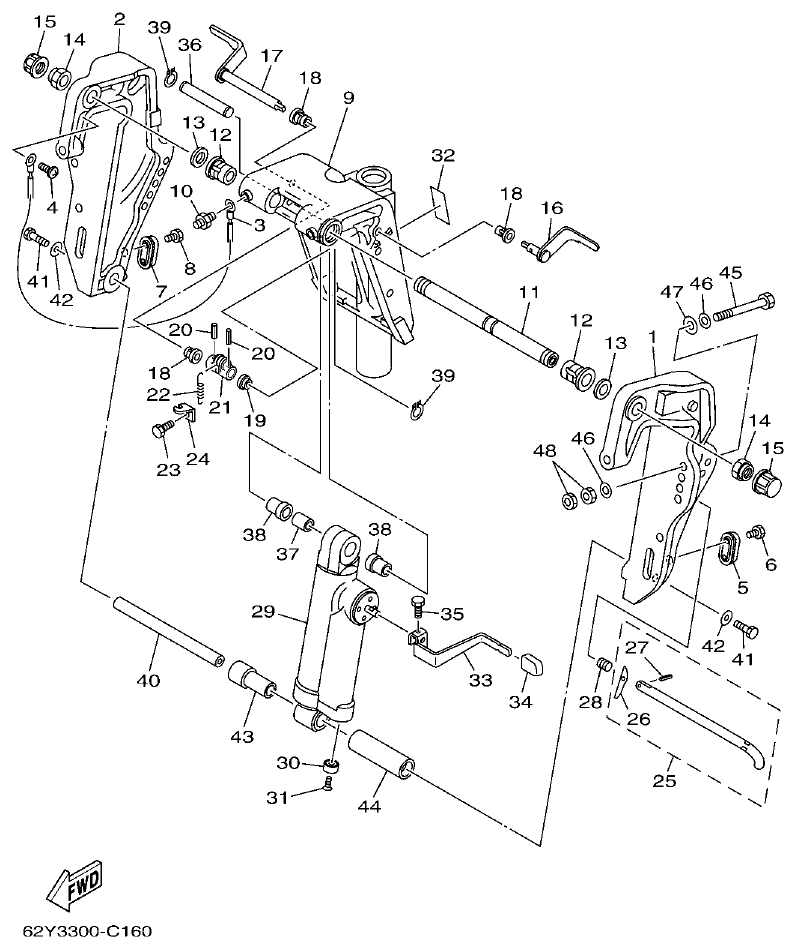 Yamaha F50A, FT50C, F50AED, F50AET, FT50CET BRACKET 1 parts diagram