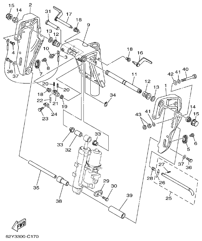 Yamaha F50A, FT50C, F50AED, F50AET, FT50CET BRACKET 2 parts diagram