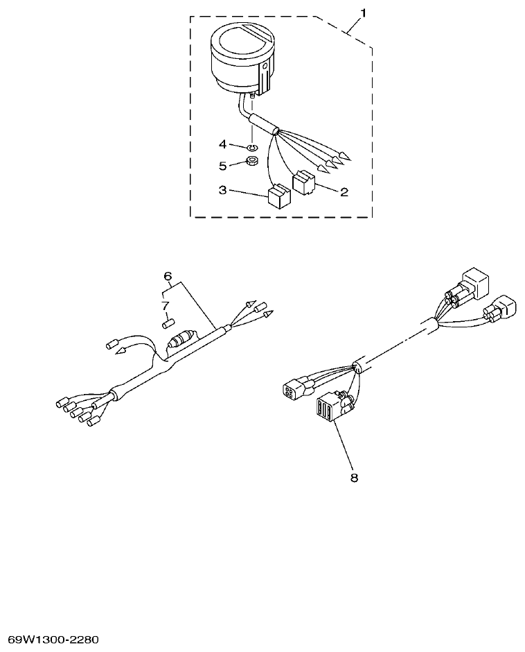 Yamaha F50A, FT50C, F50AED, F50AET, FT50CET METER parts diagram
