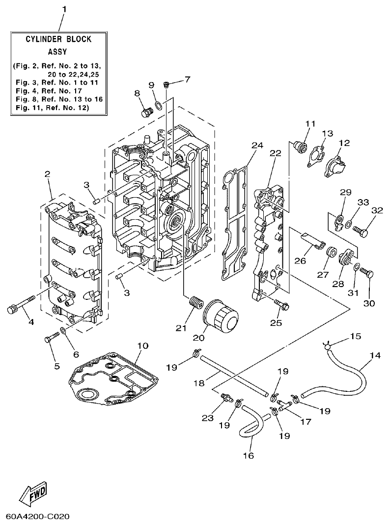 Yamaha F50D, FT50C CYLINDER & CRANKCASE 1 parts diagram