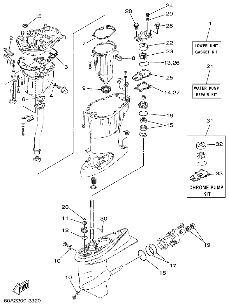 Yamaha F50D, FT50C REPAIR KIT 3 parts diagram