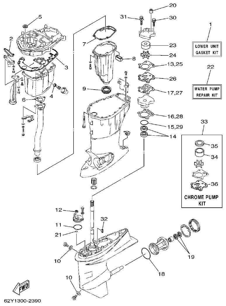 Yamaha F50D, FT50C REPAIR KIT 4 parts diagram