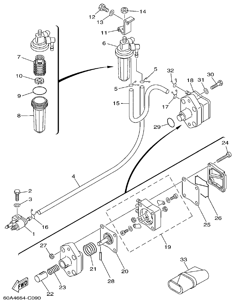 Yamaha F50D, FT50C FUEL parts diagram