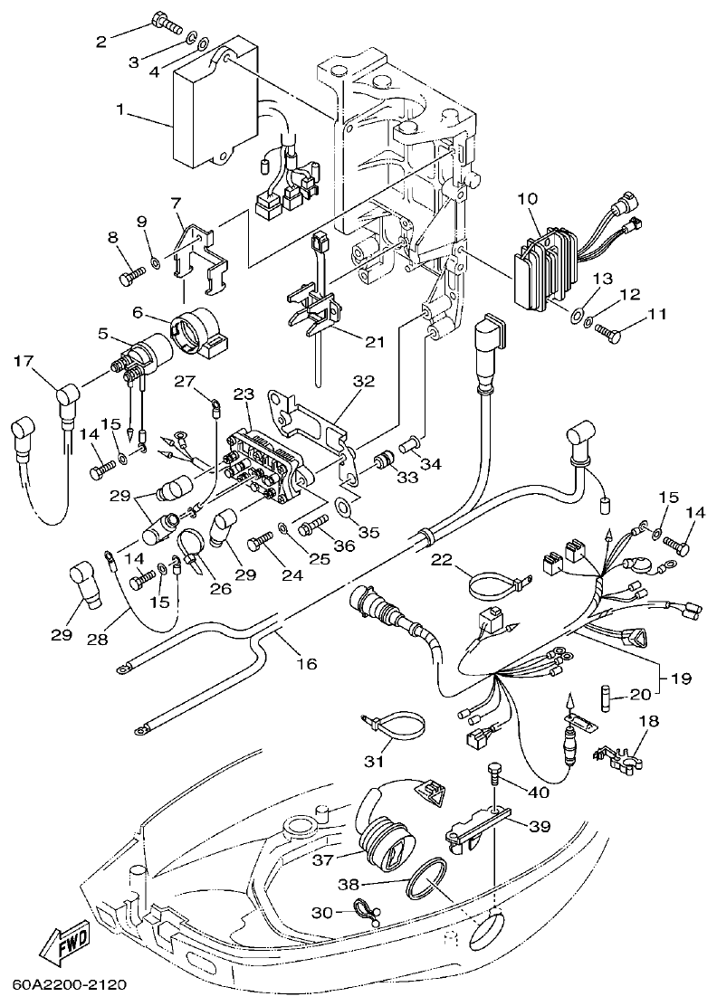 Yamaha F50DET ELECTRICAL 2 parts diagram