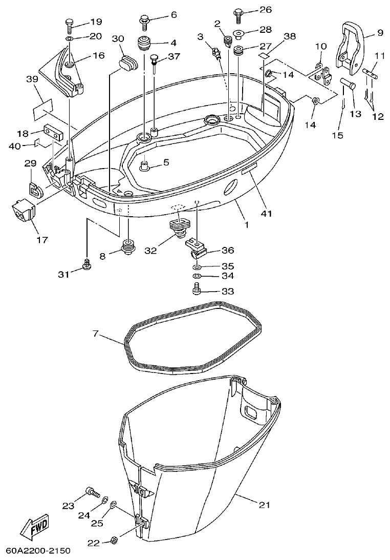 Yamaha F50DET BOTTOM COWLING parts diagram