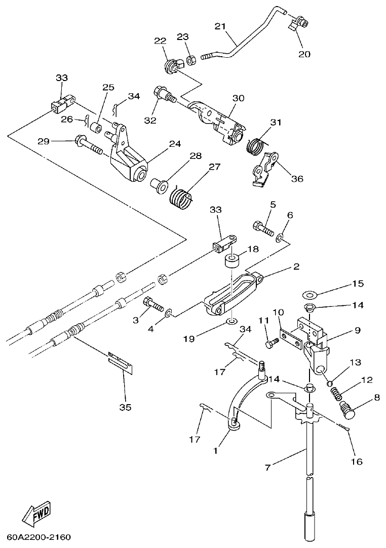 Yamaha F50DET CONTROL parts diagram
