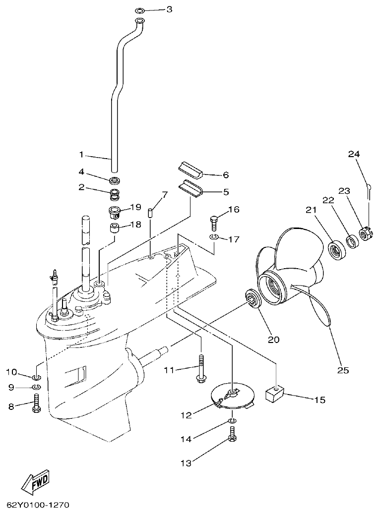 Yamaha F50DET LOWER CASING & DRIVE 2 parts diagram