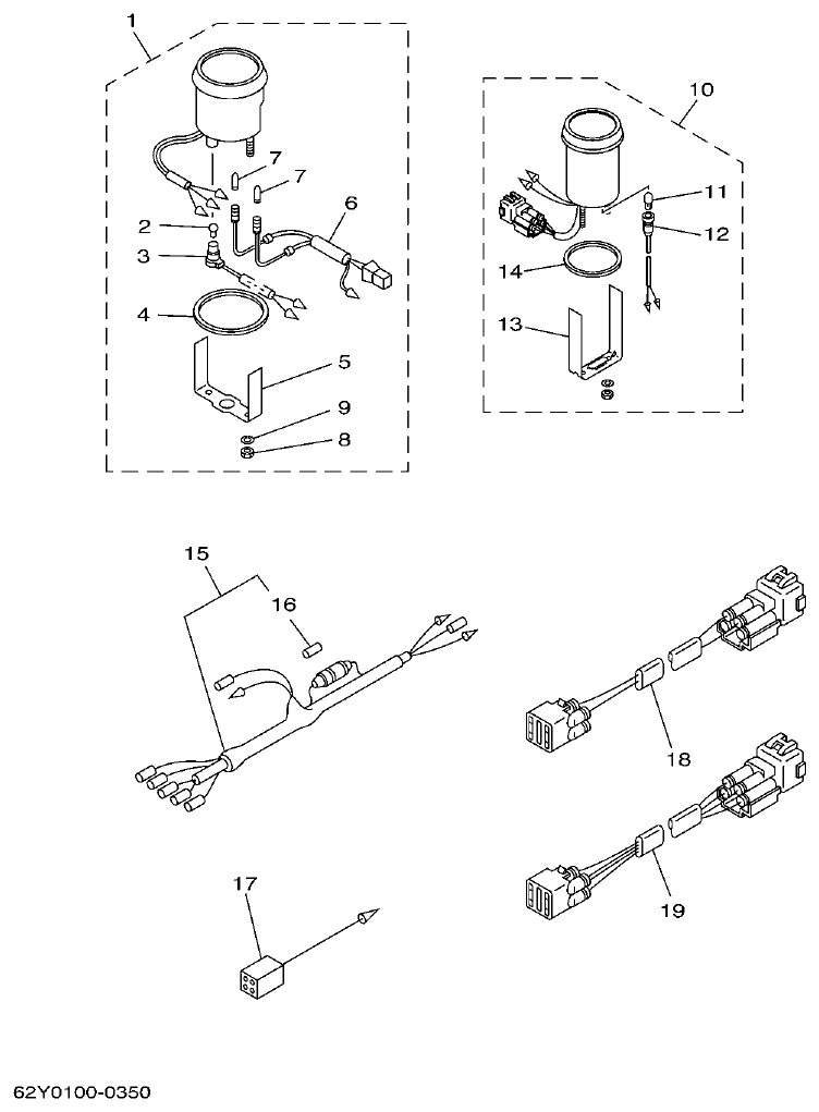 Yamaha F50DET METER parts diagram