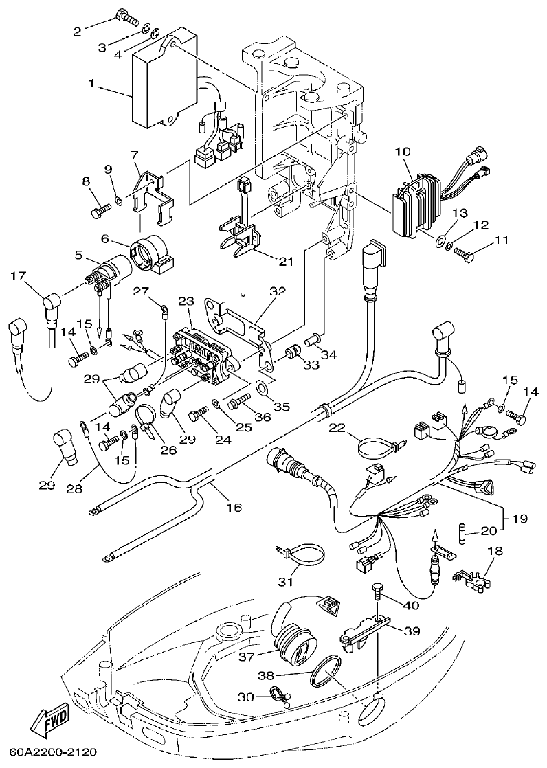 Yamaha FT50C ELECTRICAL 2 parts diagram