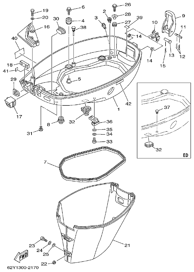 Yamaha FT50C BOTTOM COWLING parts diagram