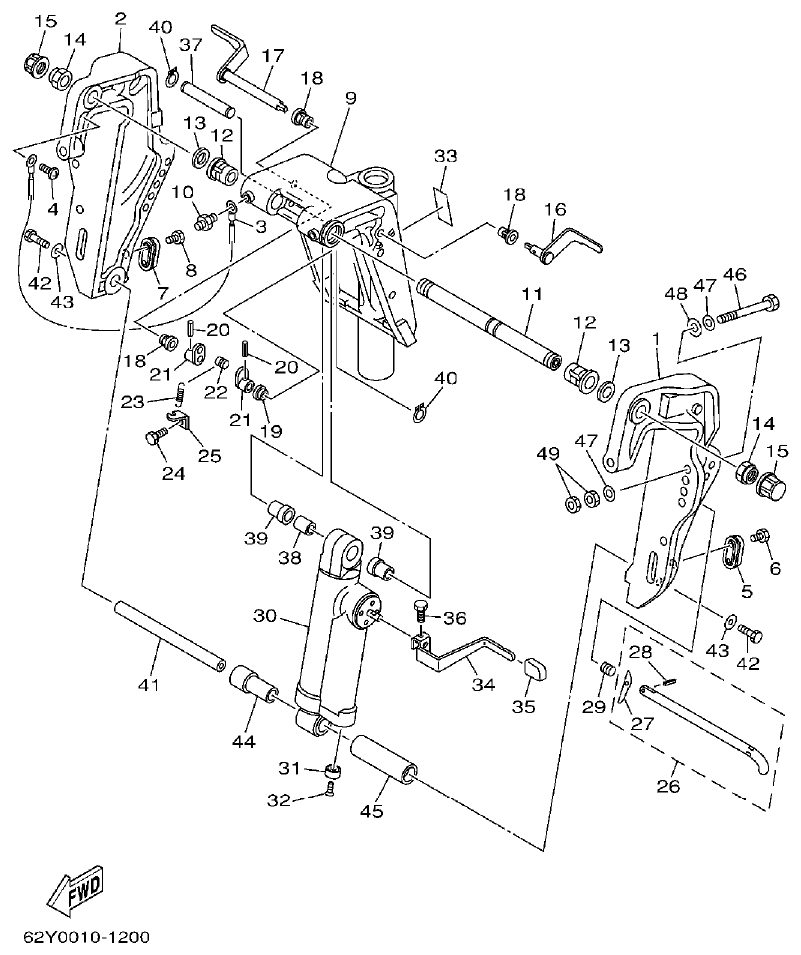 Yamaha FT50C BRACKET 1 parts diagram